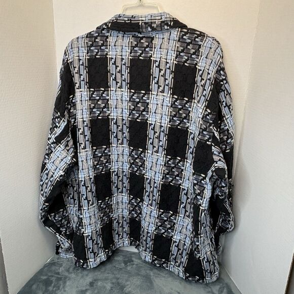 Urban Outfitters Textured Black And Blue Woven Shirt Jacket Large Outdoor Trendy - Picture 4 of 7